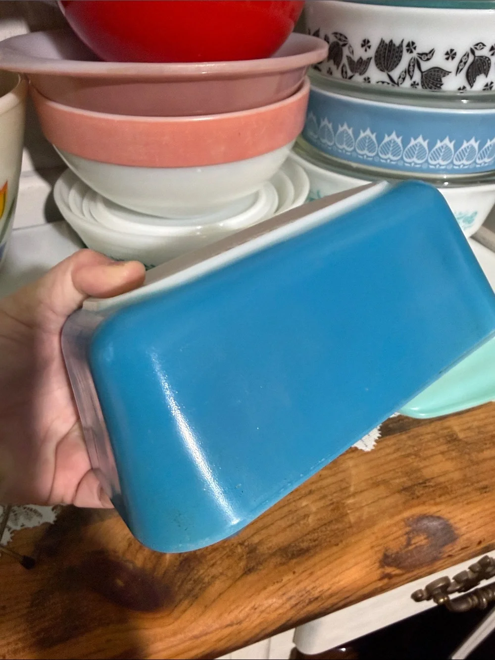 Pyrex 0502 refrigerator fridge turquoise blue set of 2 TM reg